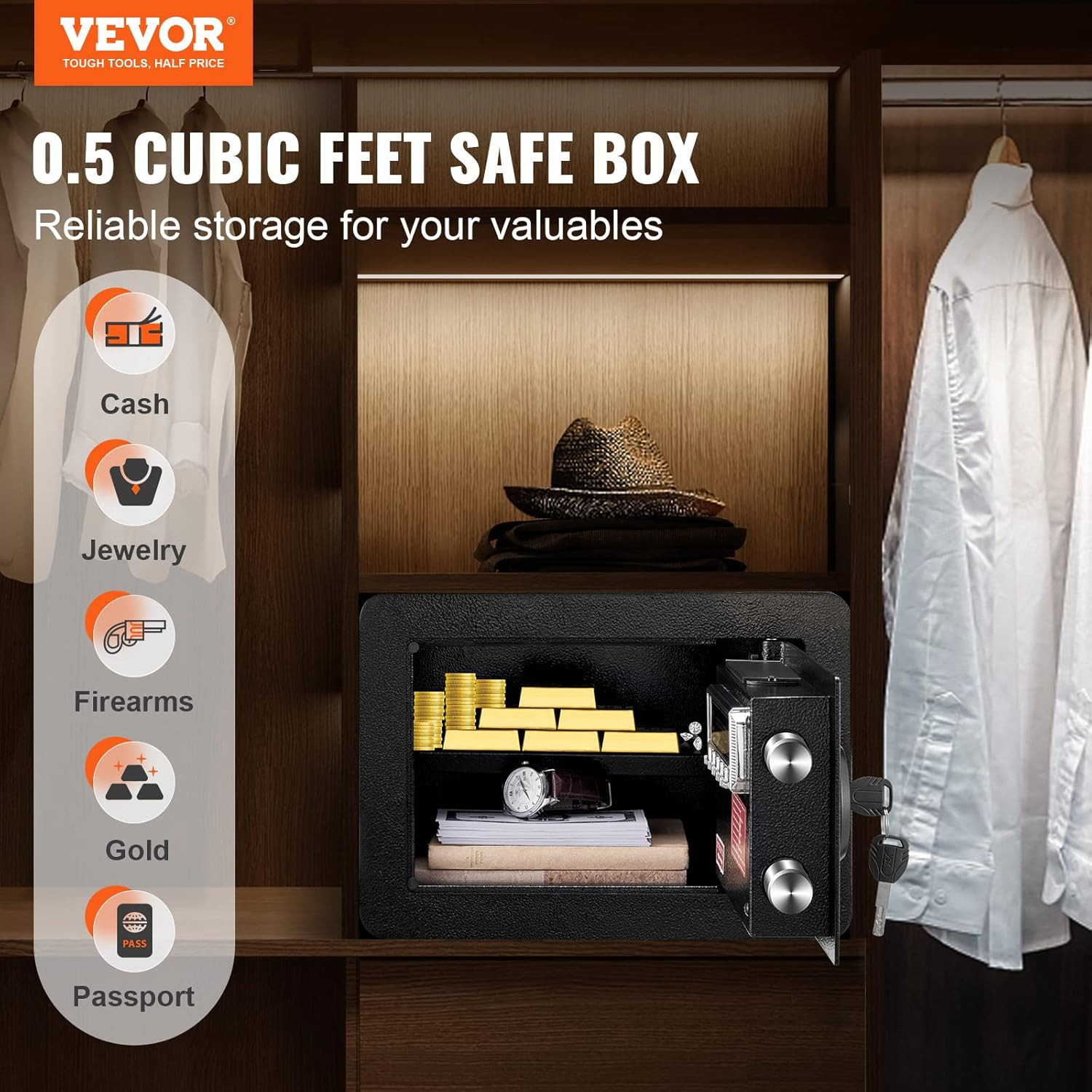 Compact Steel Security Safe with Digital Keypad for Home & Hotel Use