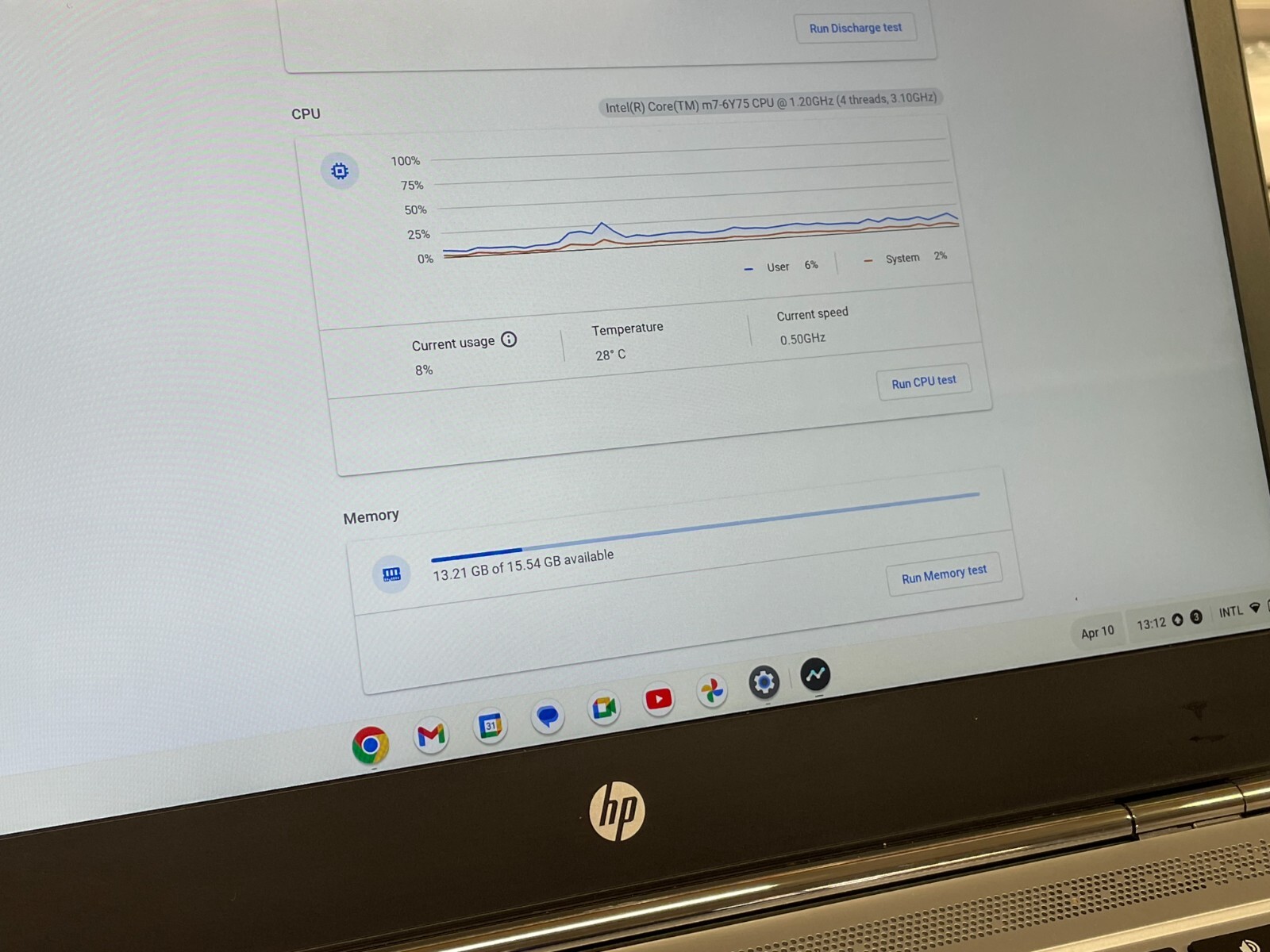 Used HP Chromebook 13 G1 Laptop Intel m7-6Y75 1.20GHz / 16GB RAM / 32GB SSD