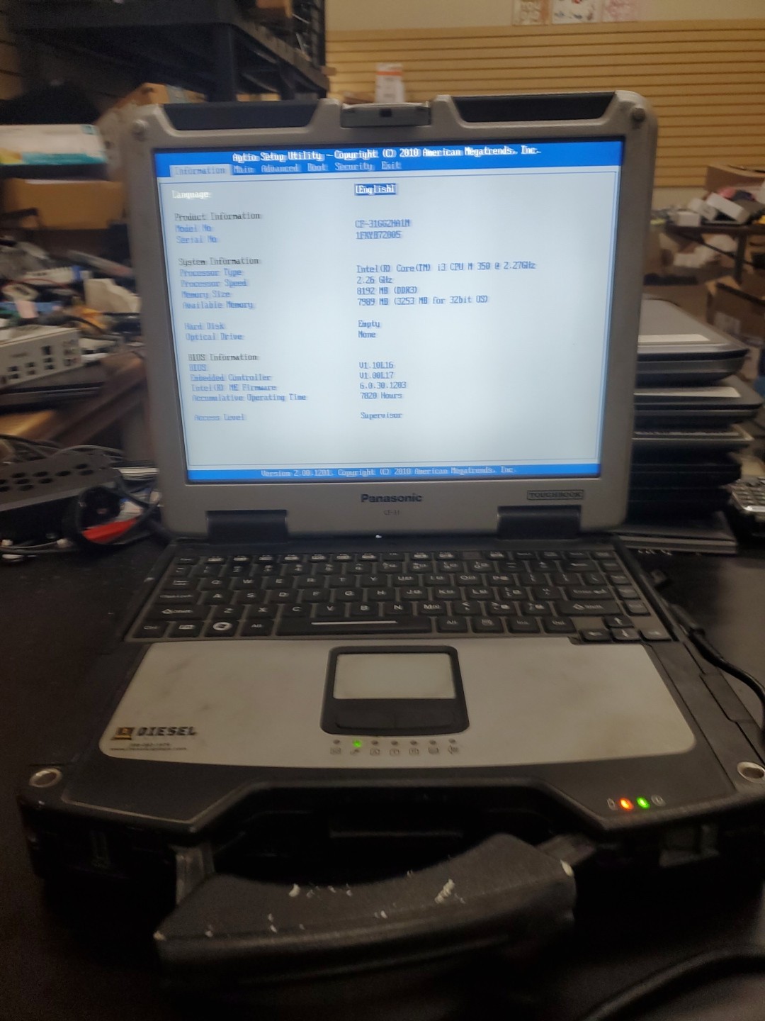 Panasonic Toughbook CF-31 MK-1 i3 M 350 @ 2.40GHz 8GB 60HRS Diesel No HD/CAD