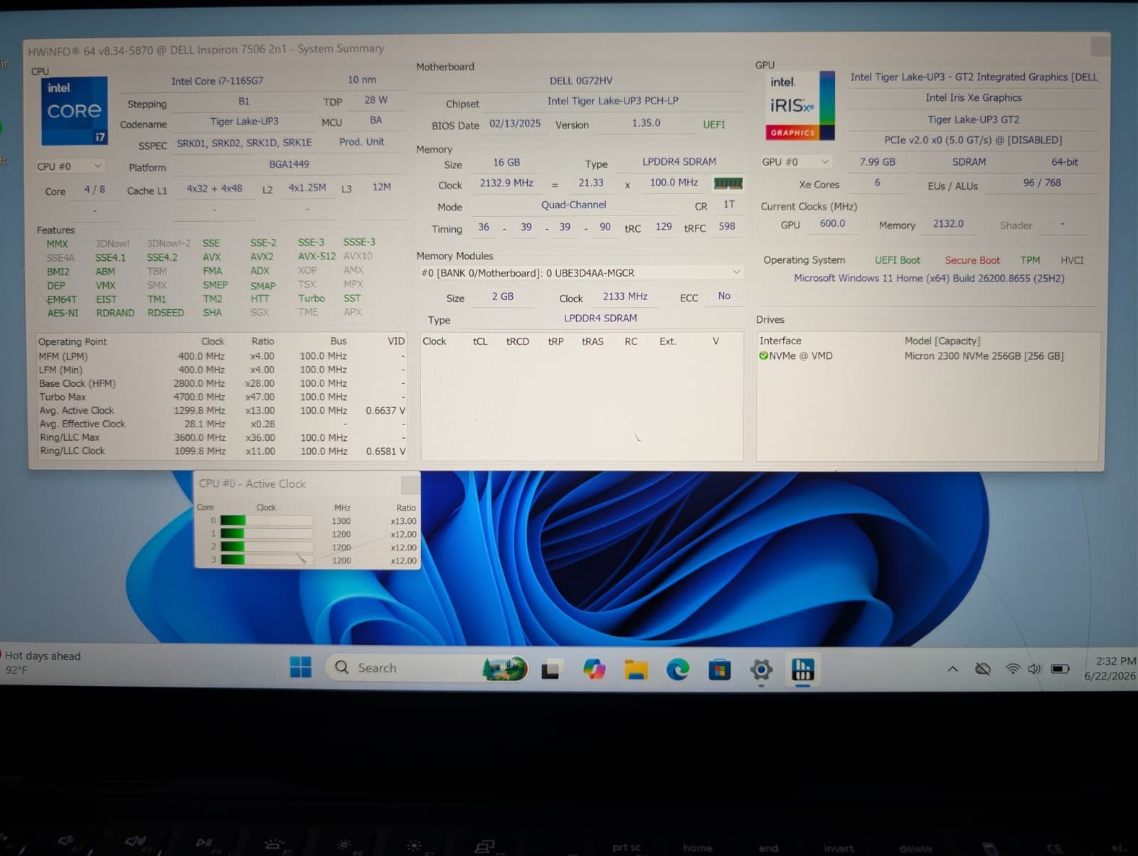 Read! 15″ Dell Inspiron 7506 2-in-1 4K | i7-1165G7 16GB RAM 256GB SSD | 4GB GPU