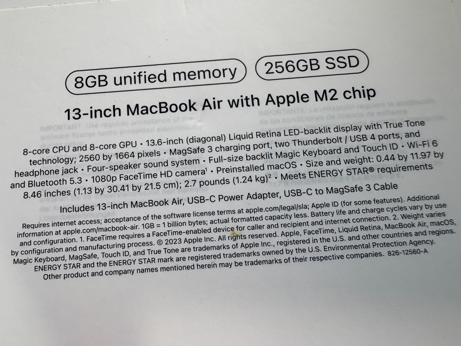 Apple MacBook Air M2 2022 A2681 8GB RAM 256GB SSD 42 Cycles – Box & Pwr Adptr