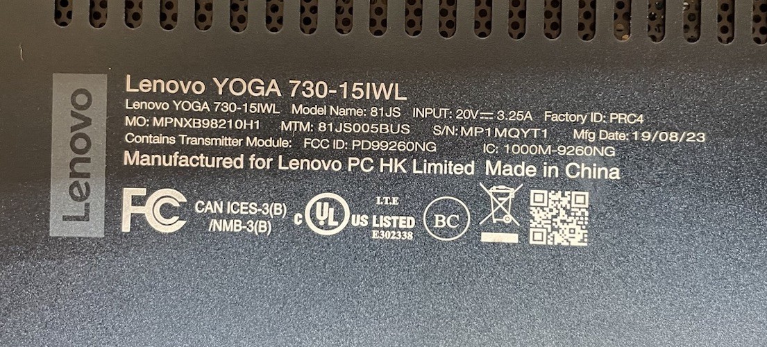 Lenovo Yoga, Intel Core i5-8265U@ 1.60GHz, 12GB RAM, 128GB SSD, W11, TOUCH