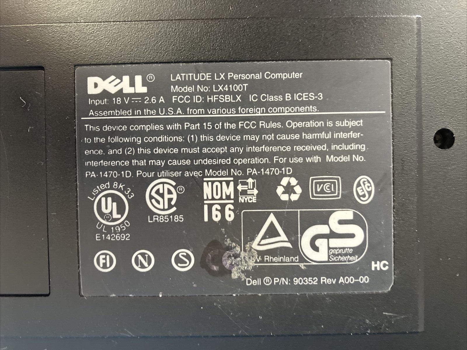 Dell Latitude LX 4100T 10.5″ Laptop 80486 CPU / 12MB RAM / Windows 95 (Read) ~