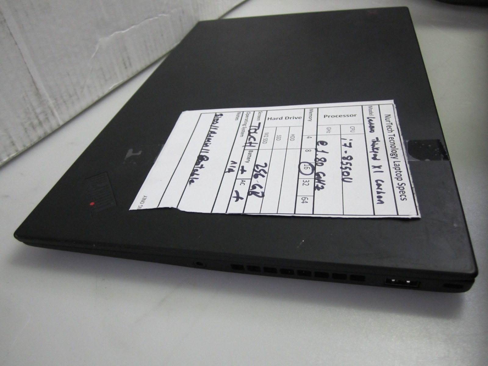 LENOVO THINKPAD X1 CARBON 6TH GEN I7 16GB 256GB M2SSD LAPTOP + AC NOOS BIOS