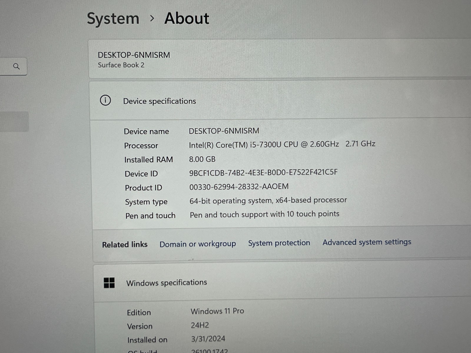 Microsoft Surface Book 2 13.5” | i5-7300U | 8GB RAM | 256GB SSD | Win 11