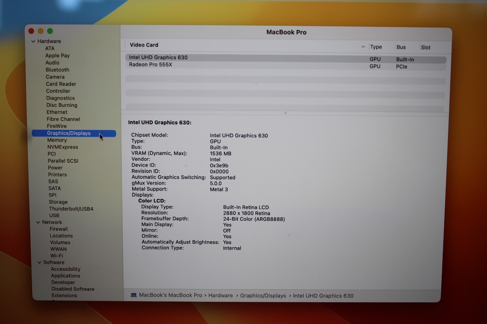 15.6″ 2019 Apple MacBook Pro A1990, i7-9750H@2.6GHz, 256GB/16GB, macOS, Keyboard