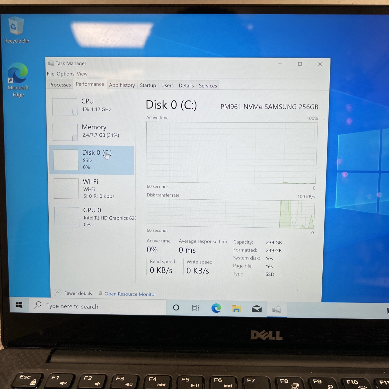 DELL XPS 13 9360 I5-7200U 2.50GHZ,256GB,8GB,WIN 10 PRO, READ DESCRIPTION!!!