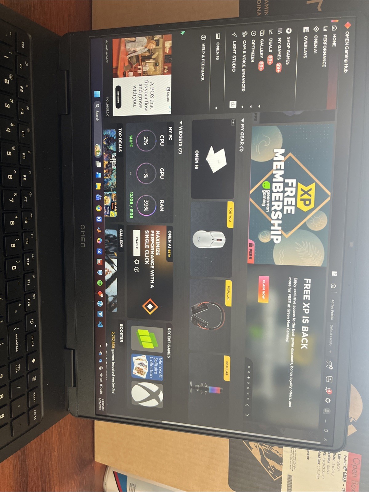 hp omen 16 gaming laptop. Model 16-ap0053dx
