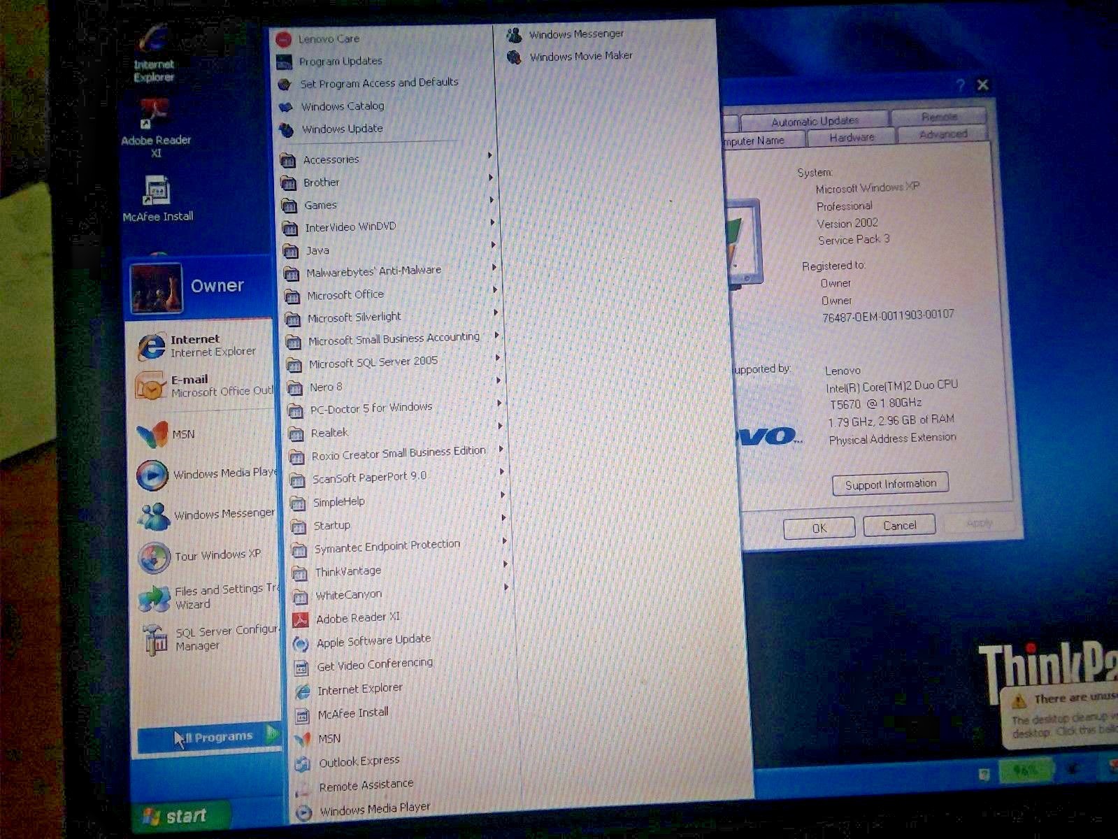 Lenovo ThinkPad SL500 Intel Centrino 2 Duo T5670 1.8 GHz, 3GB, Wireless