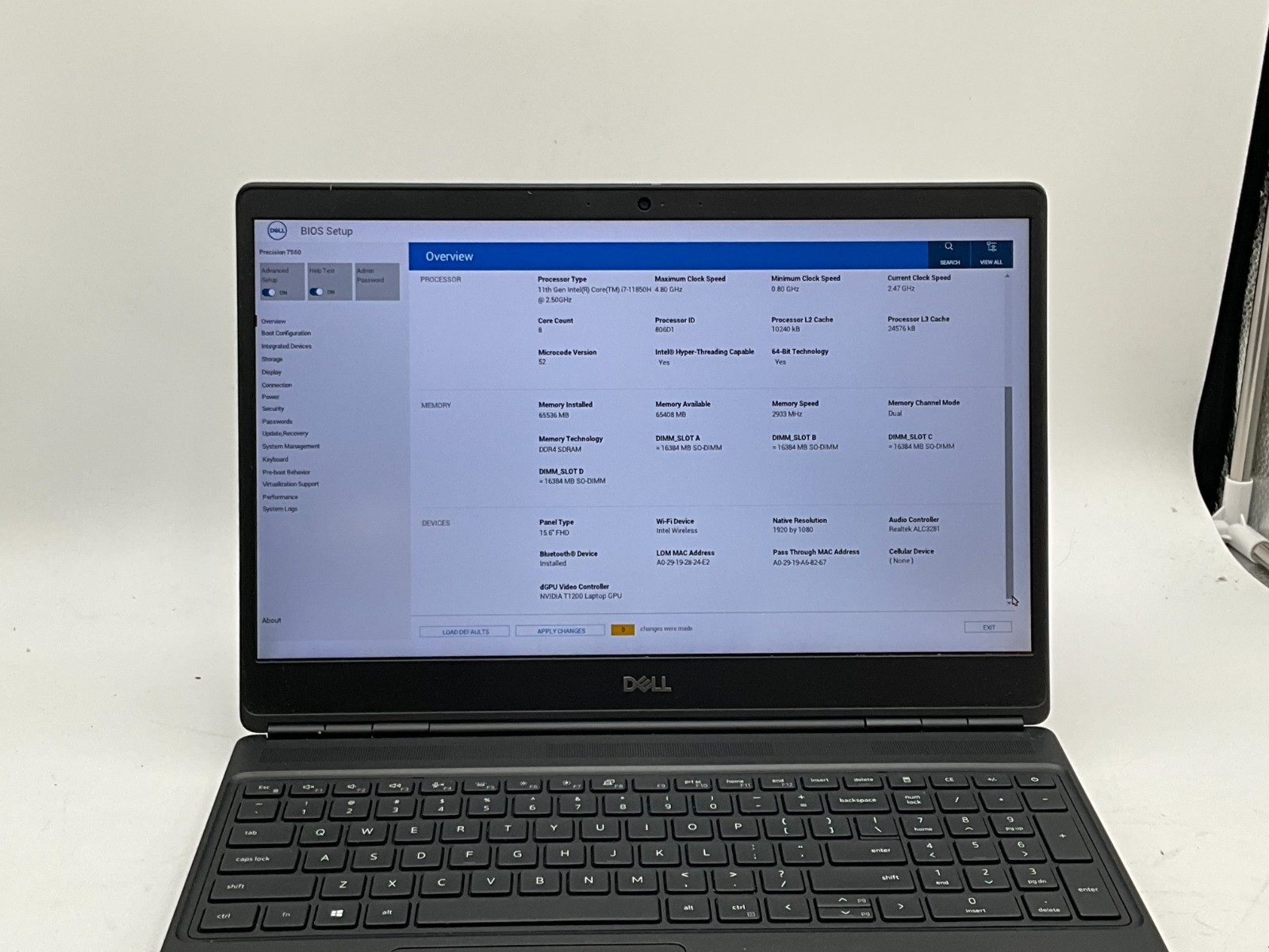 DELL Precision 7560 i7-11850H 2.50 64GB 1tb T1200 15.6″ WIN11 laptop 24NJ6J3