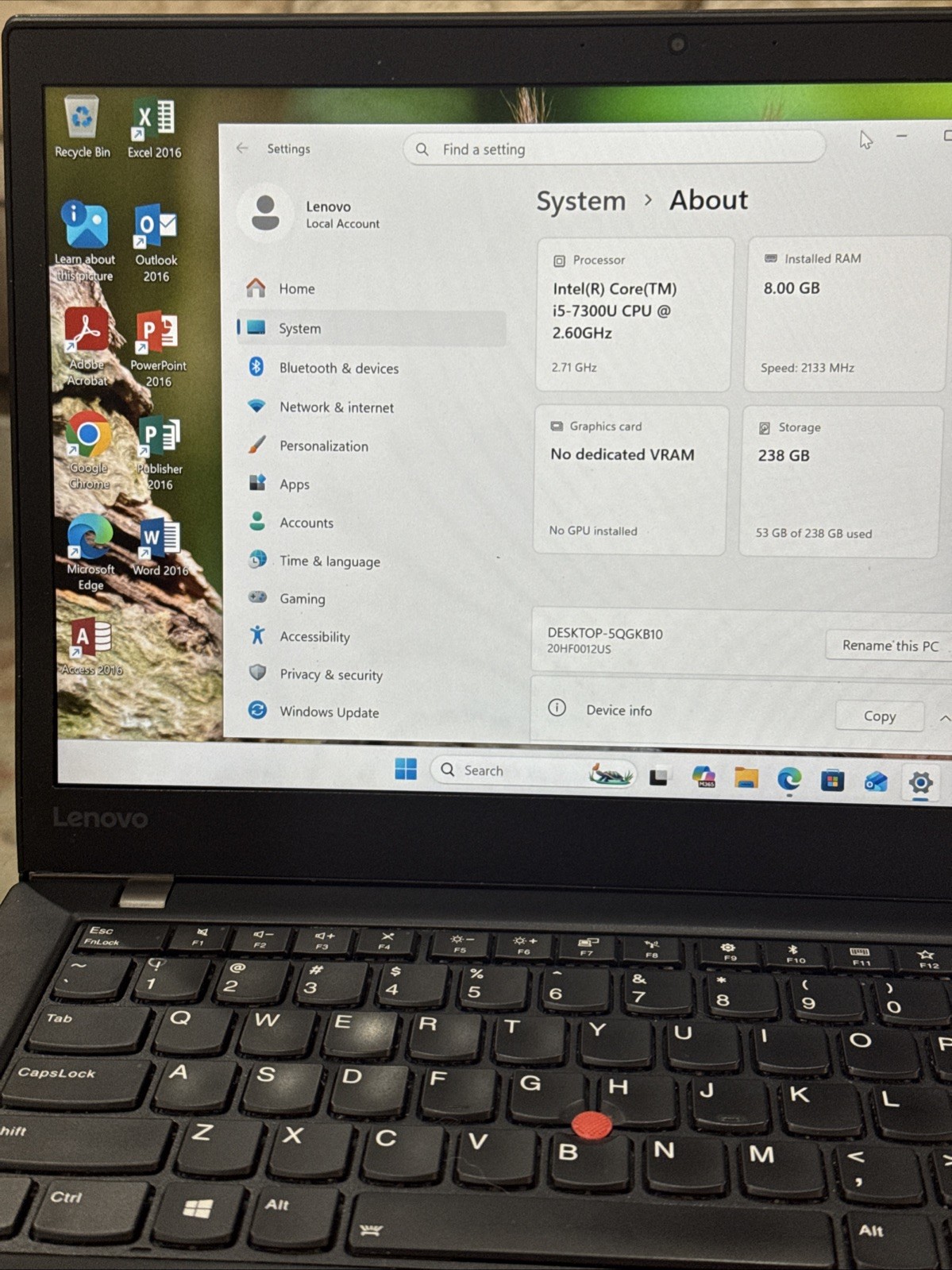 Lenovo ThinkPad T470s 14″ Intel i5-7300U 8GB Ram 256 SSD Laptop Win 10 w/Office