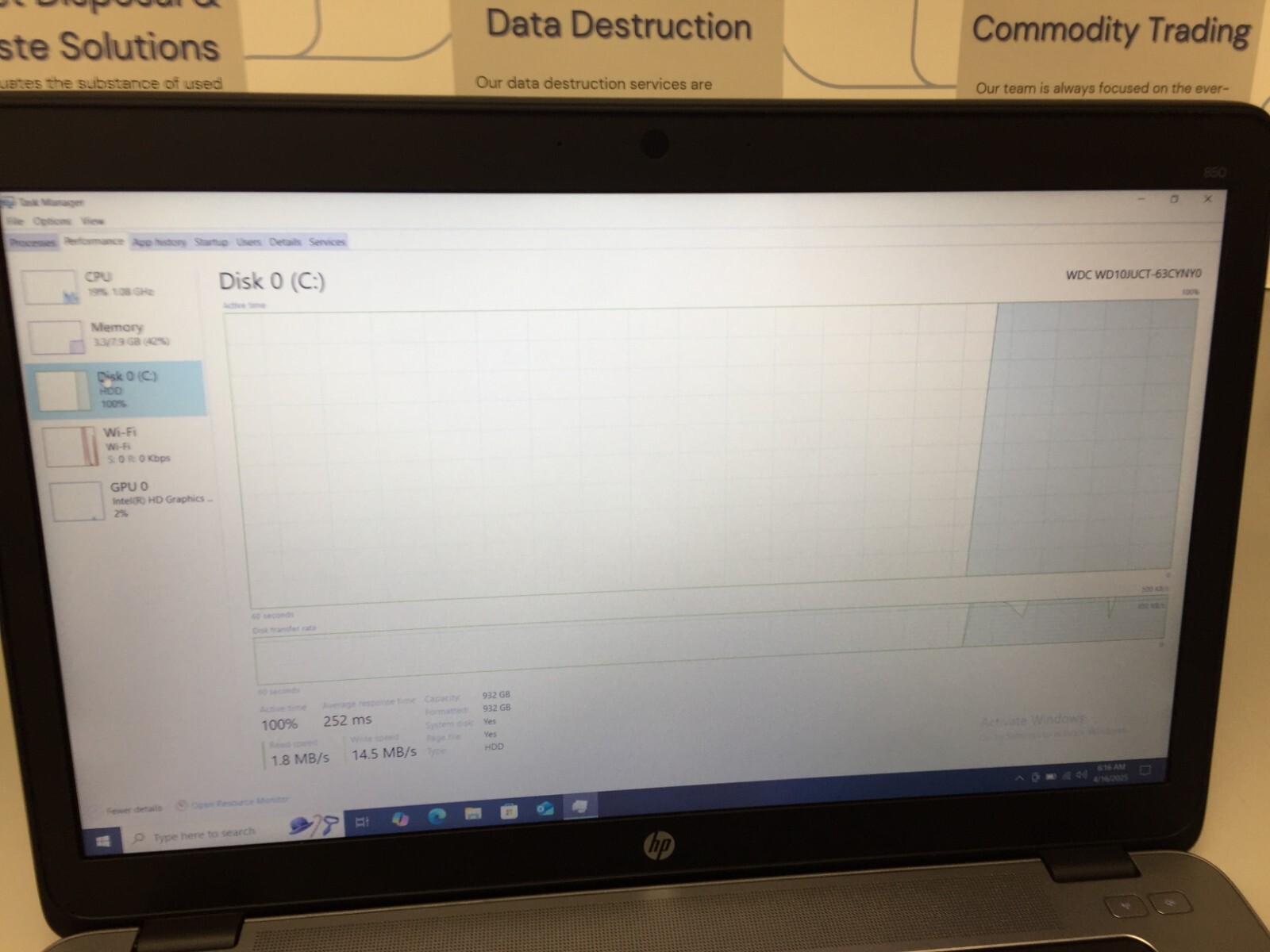 HP Elitebook 850 G1 Core i5-4th gen 8GB RM 1TB HHD 1.60 GHZ WIN 10 PRO