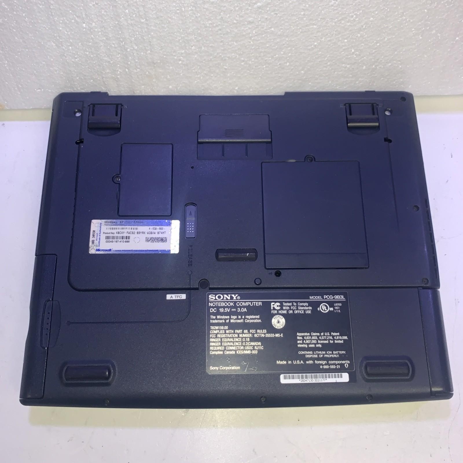 Sony Vaio PCG-9B3L AMD Athlon 4 1000MHz 256MB RAM 20GB HD Windows XP SP3