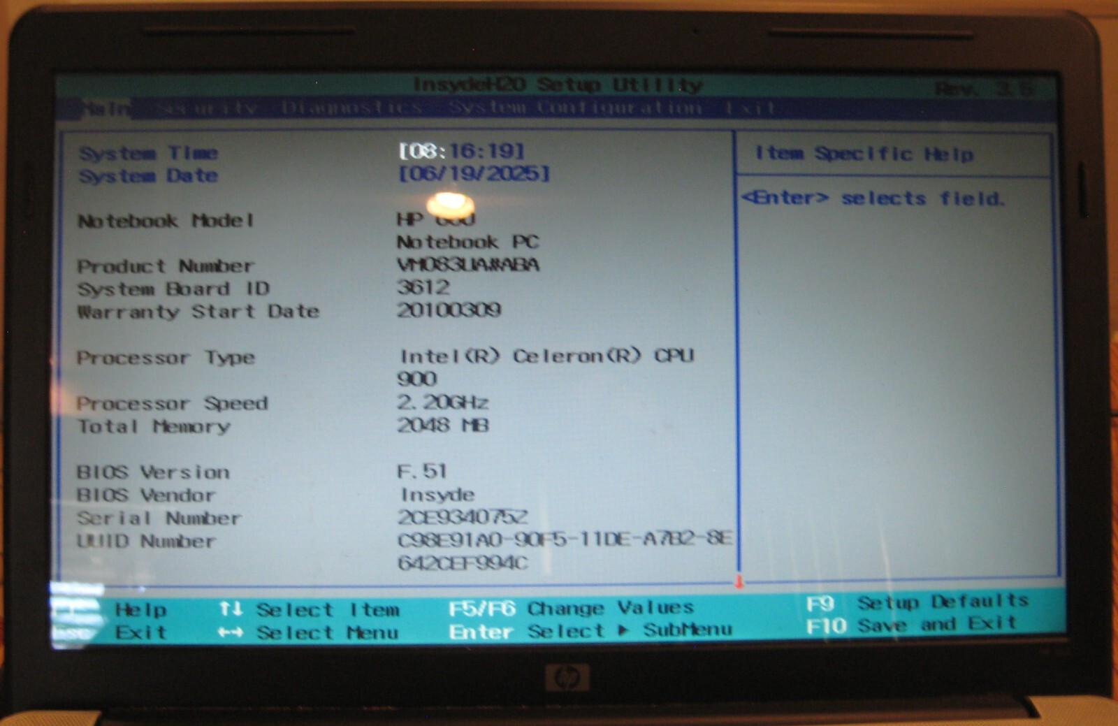 HP Pavilion G60-519WM 15.6in Display, 500GB HDD, Intel Celeron@2.2GHz, 2GB Ram