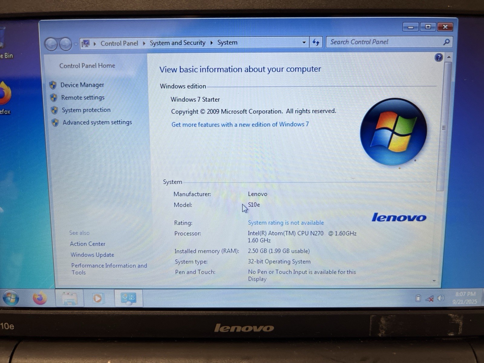 Lenovo IdeaPad S10e & CHARGER Windows XP Netbook 240GB SSD