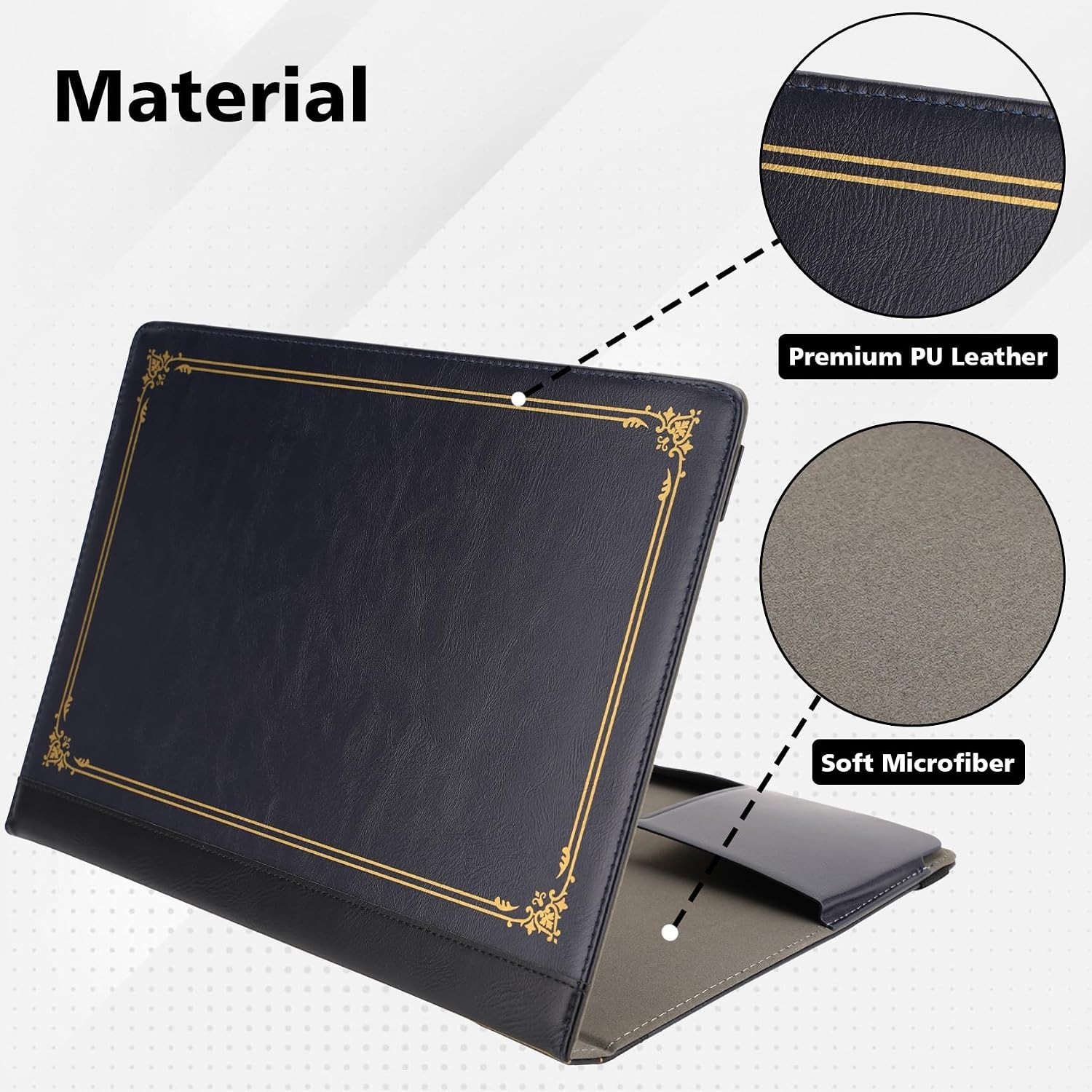 PU Leather MacBook Air 13″ Case, Compatible with A2337 A2179 A1932 Models, Blue
