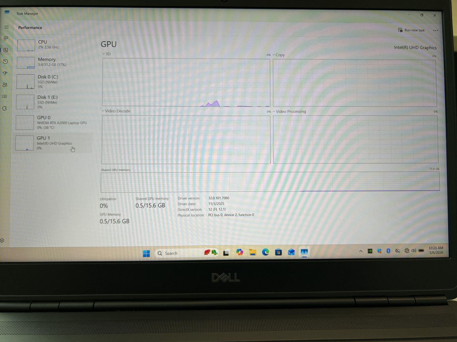 Dell Precision 7560 16″ Core i7- 11850H 32GB RAM 1TB NVMe NVIDIA RTX A2000 GPU