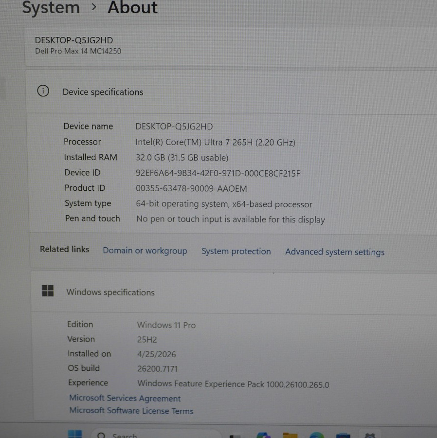 Dell Pro Max 14 MC14250 14″ 1TB 2.2GHz 32GB RAM Intel Core Ultra 7 (H90001237)