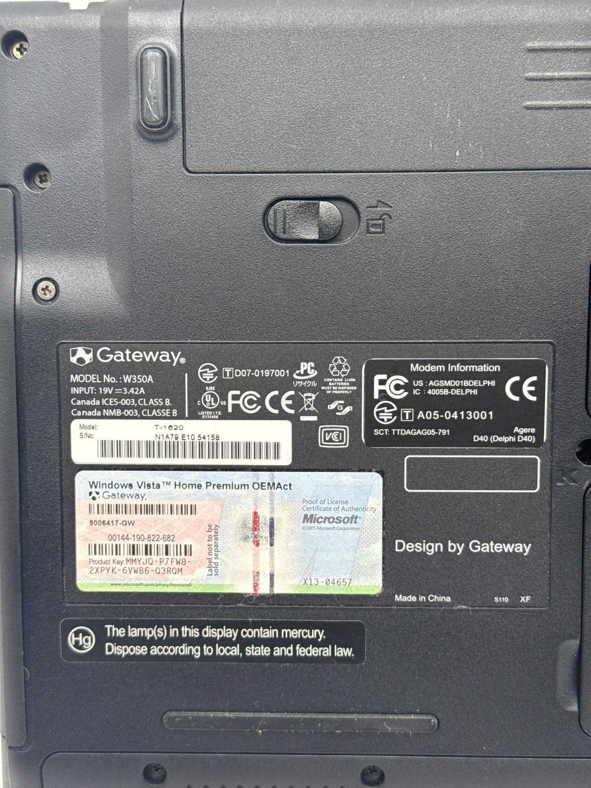 Gateway T-Series W350A 14″ Inch Laptop Computer – for parts