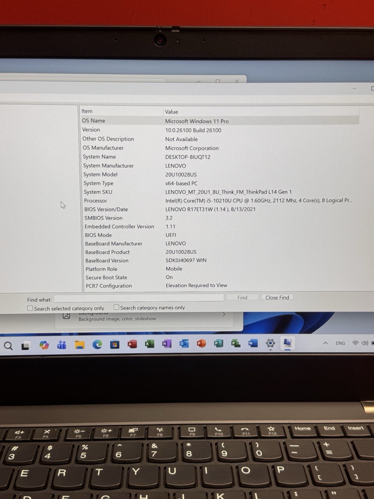 Lenovo ThinkPad L14 14″FHD 10th i5- 1.6GHz 16GB 256GB SSD Windows 11pro
