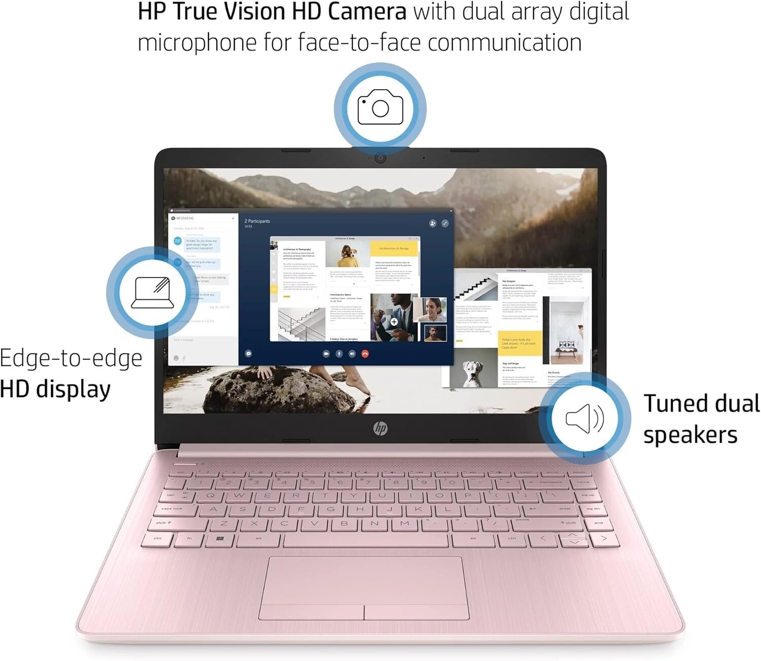 HP 2024 Newest Laptop 14″HD Intel 4-Core Up to 16GB RAM & 320GB Storage Pink