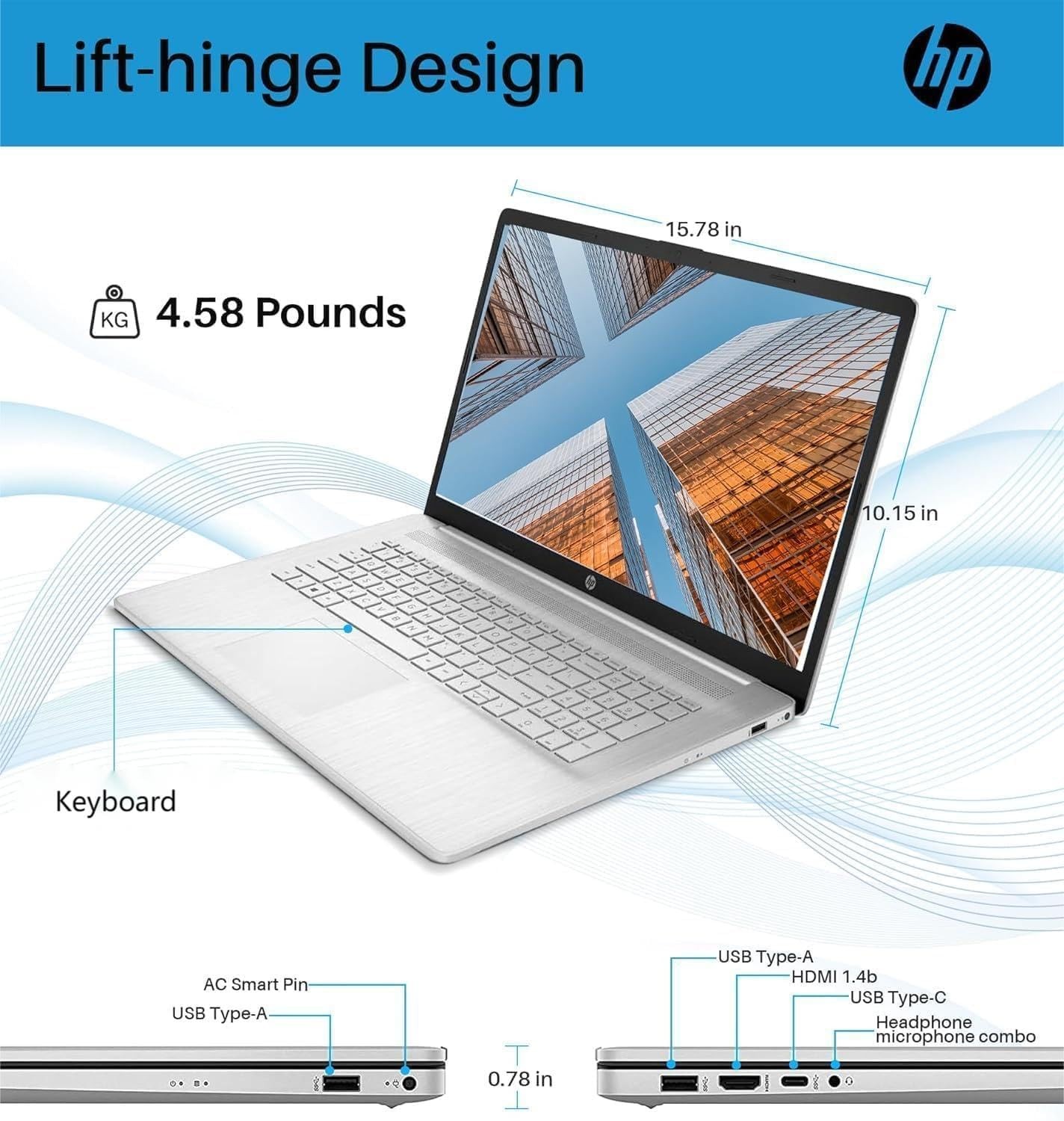 HP Laptop 17.3 in Touch screen 4.5GHz 6 core AMD Ryzen 5 16GB RAM 1TB SSD W11Pro