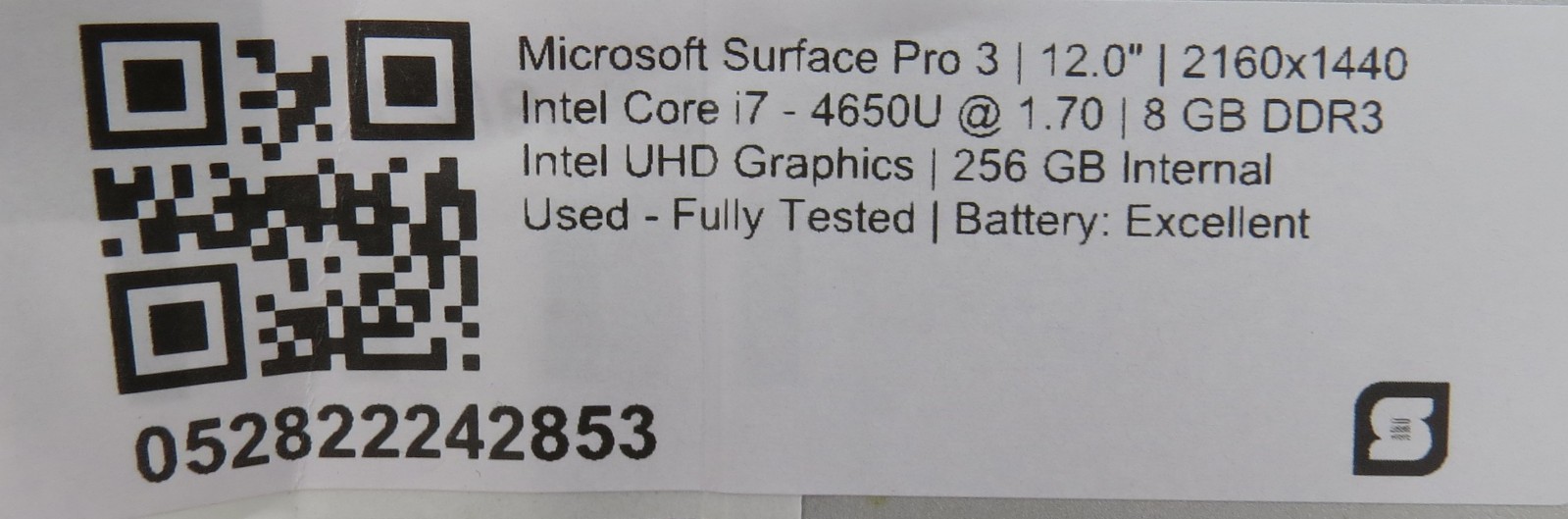 Microsoft Surface Pro 3 | i7-4650U @ 1.7 | 8GB RAM | 256GB SSD | No OS