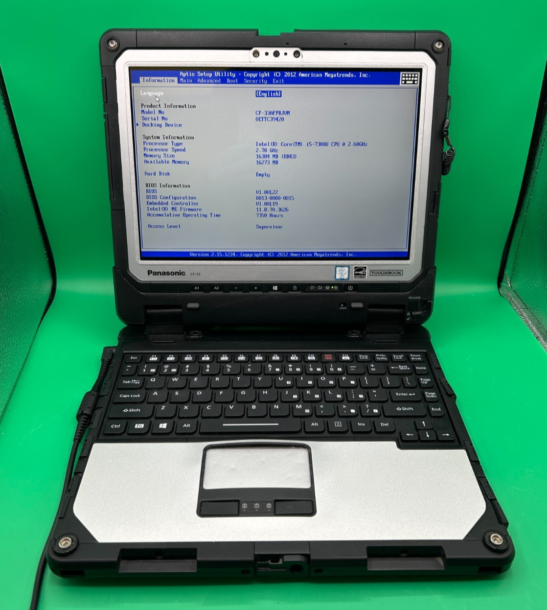 Panasonic Toughbook CF-33 12″ Touch i5-7300U 2.60GHz 16GB RAM NO DRIVE & BATTERY