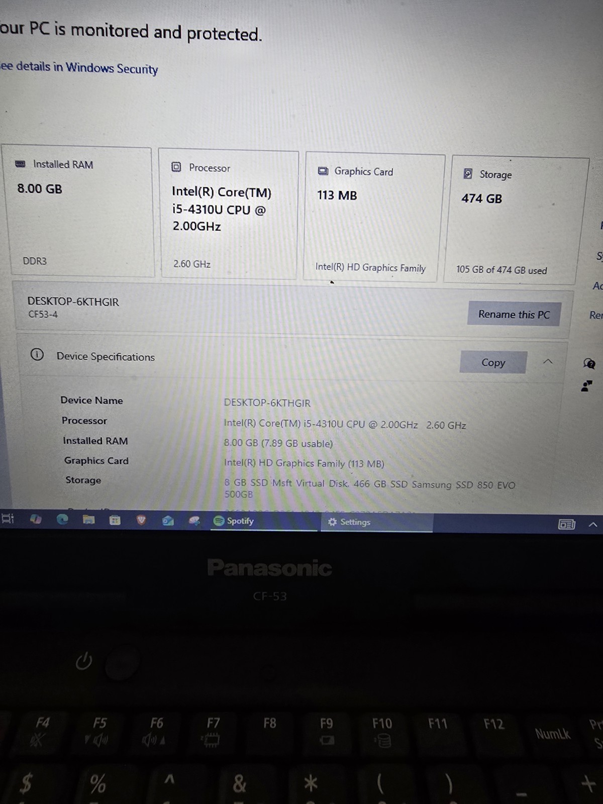 Panasonic CF-53 Core i5 3rd Gen 16GB RAM 256GB MK2 WIN 10 PRO BLACK