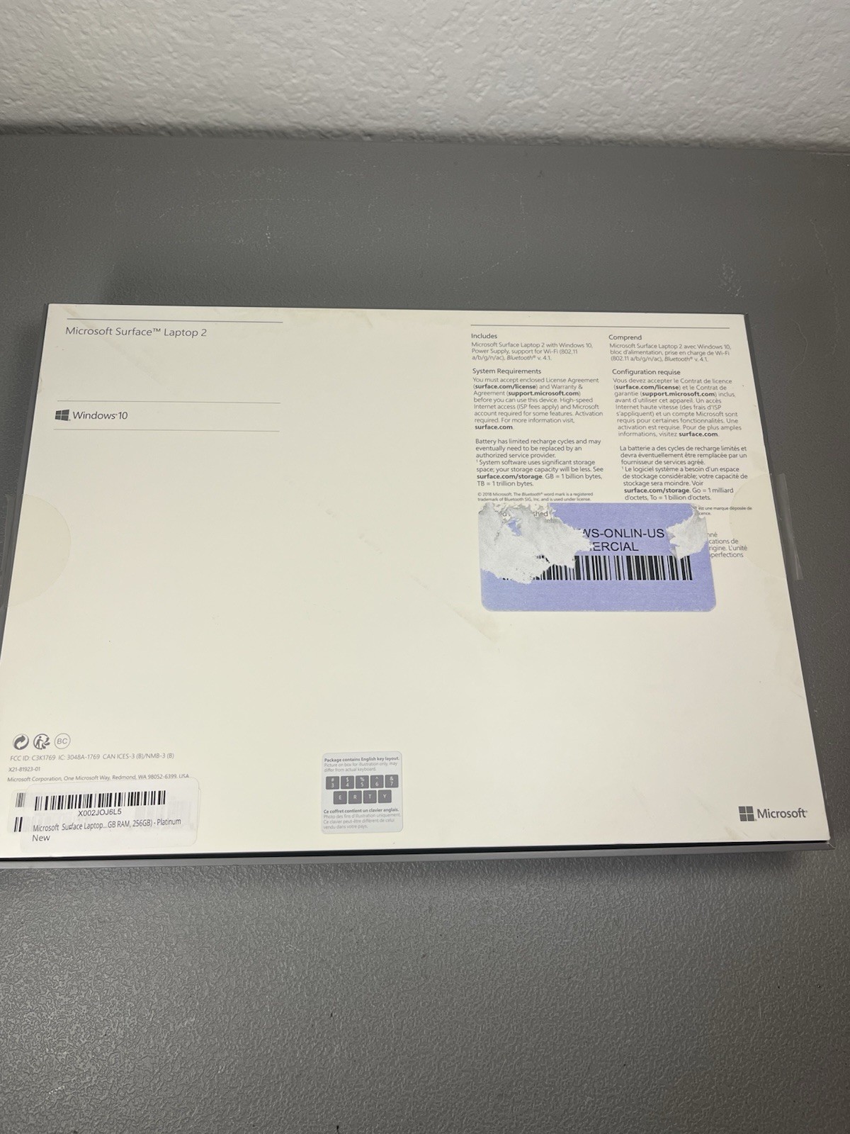 Microsoft Surface Laptop 2 Platinum Color 1769 128GB i5 Processor 8GB Ram