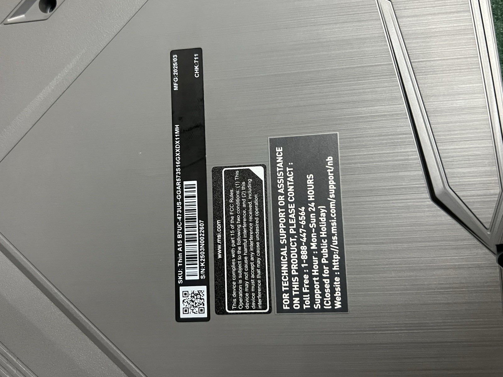 MSI Thin A15 15.6″ FHD 144Hz Gaming Laptop Ryzen 5 7535HS RTX 3050 16GB 512GB