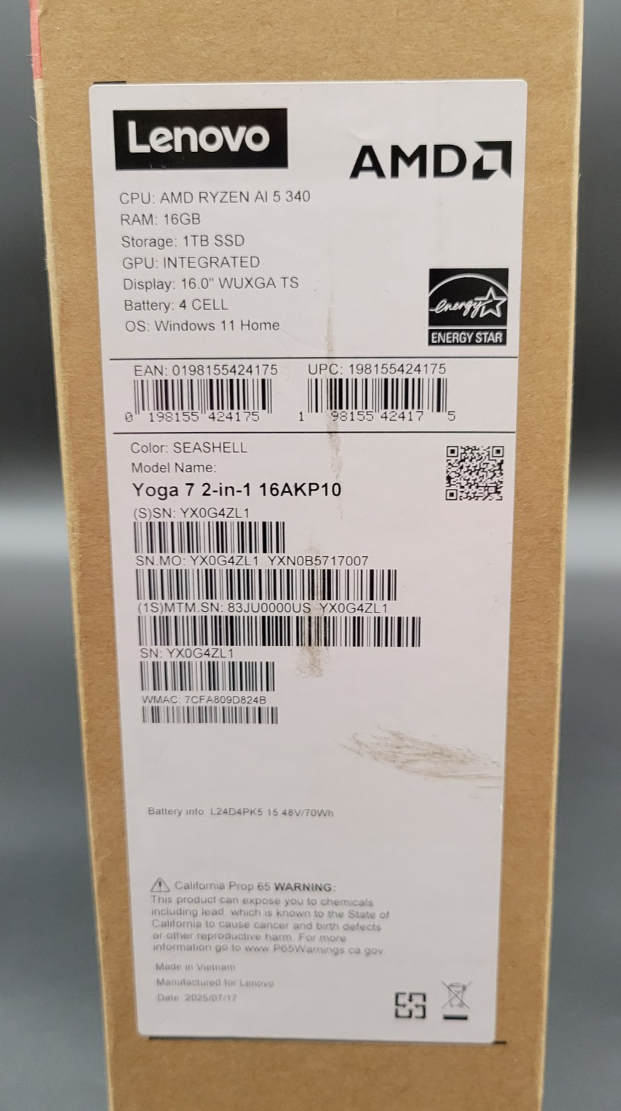 Lenovo Yoga 7 16″ 2-in-1 2K Touch Ryzen AI 5 340 16GB 1TB SSD W11 NEW