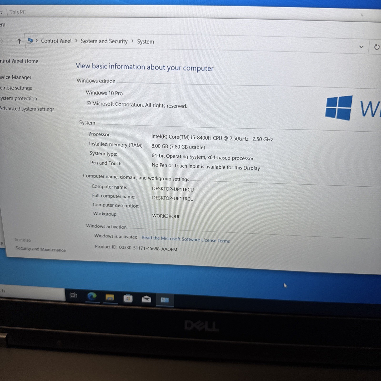 Dell Latitude 5590 15″ i5 8400u 2.4GHz 256GB M.2 SSD 8GB GeForce Webcam W10 Pro