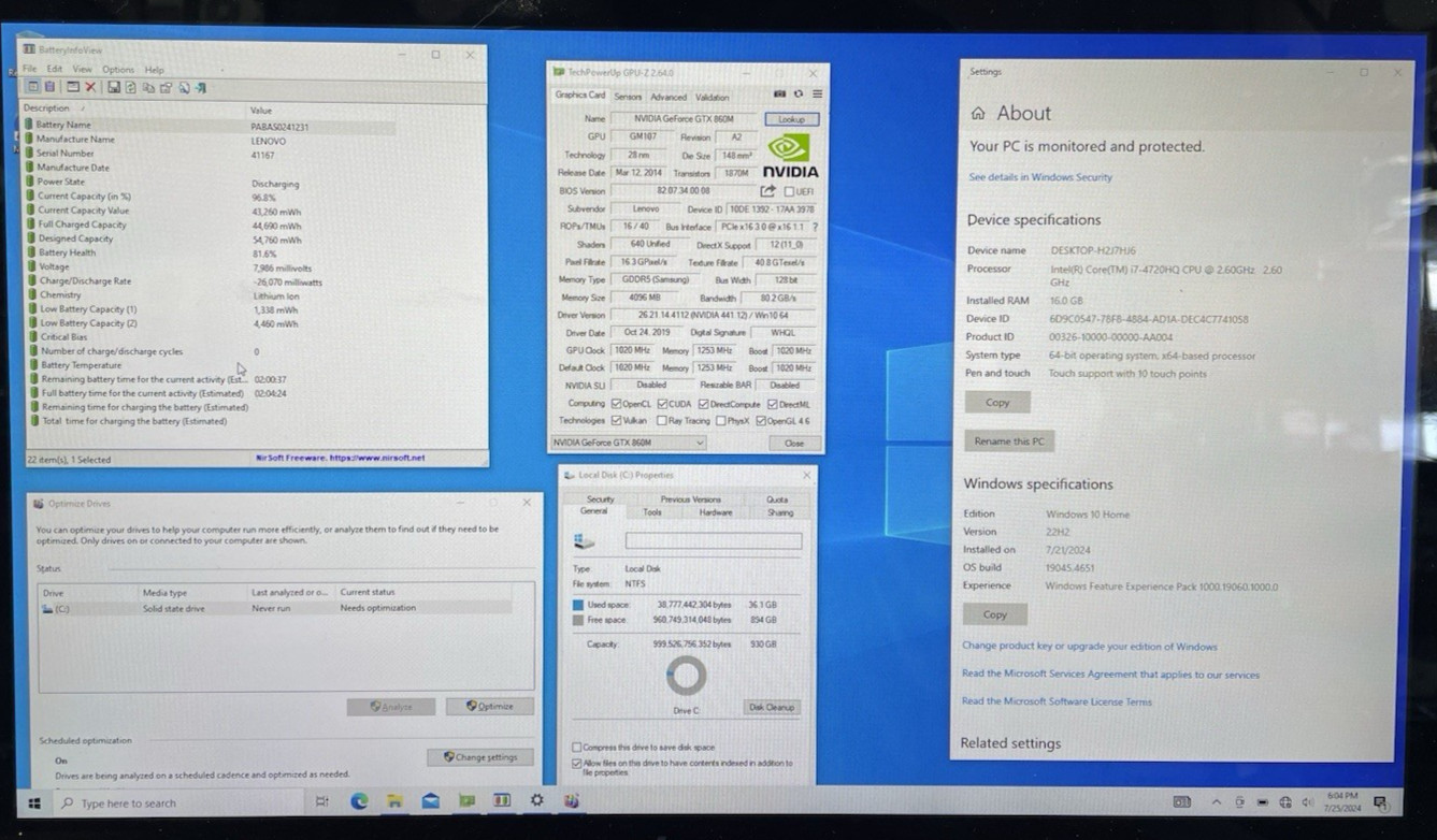 Lenovo Y70-70 Touch 80DU Intel Core I7-4720HQ GTX 860M 16GB RAM 1TB SSD WIN10