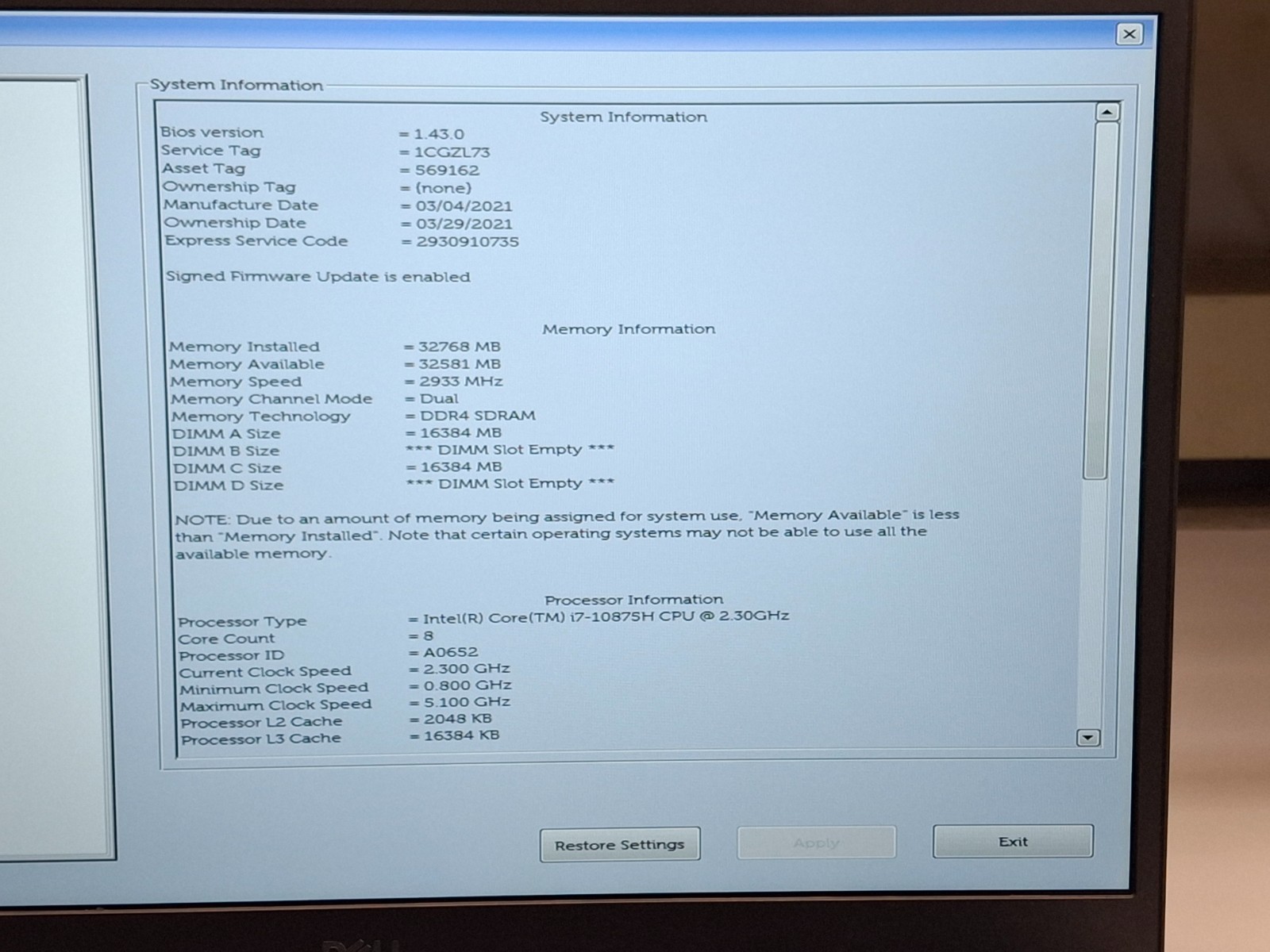 Dell Precision 7750 8-Core I7- 10875H 32GB RAM 512GB SSD 17.3″ FHD RTX4000