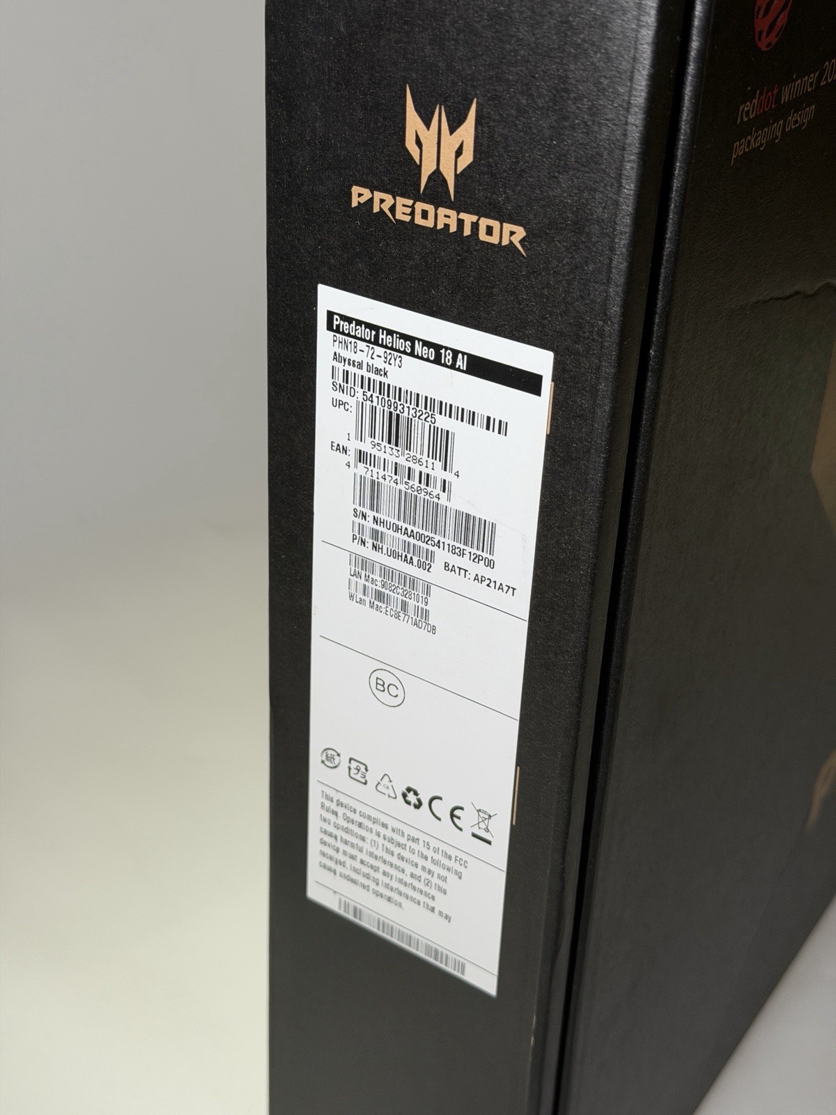 Acer Predator Helios Neo 18 AI IntelCore Ultra 9 RTX 5070 Ti 16GB 1TB SSD 240Hz