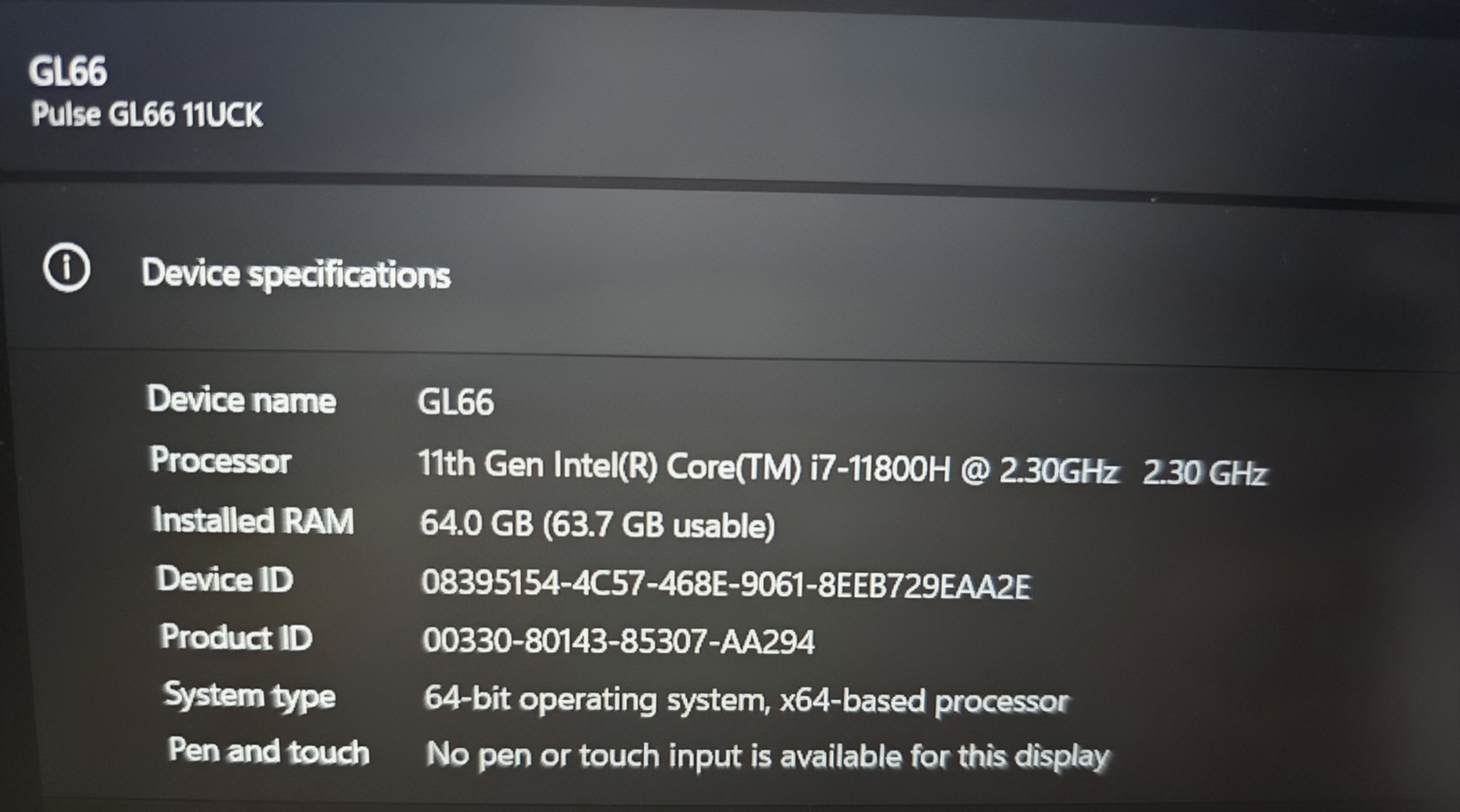 MSI Pulse GL66 11UCKV,i7-11800H 2.3GHz 64 GB Ram 512GB,1 TB SSD,GeForce RTX 3050