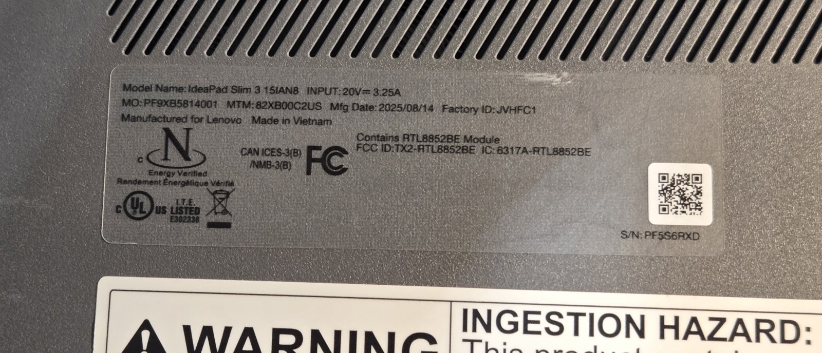 Lenovo IdeaPad Slim 3 15IAN8 15.6″ FHD Intel Core i3-N305 8GB RAM 128GB SSD Win