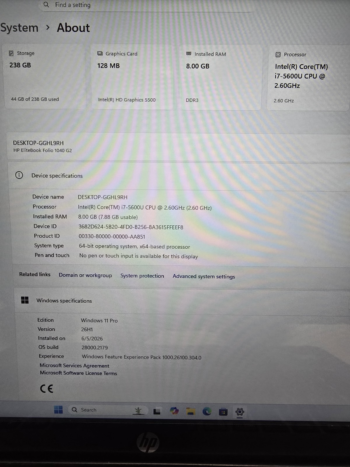 HP Elitebook Folio 1040 G2 | i7-5600 8GB RAM 256GB SSD | Backlit New Batt Win 11