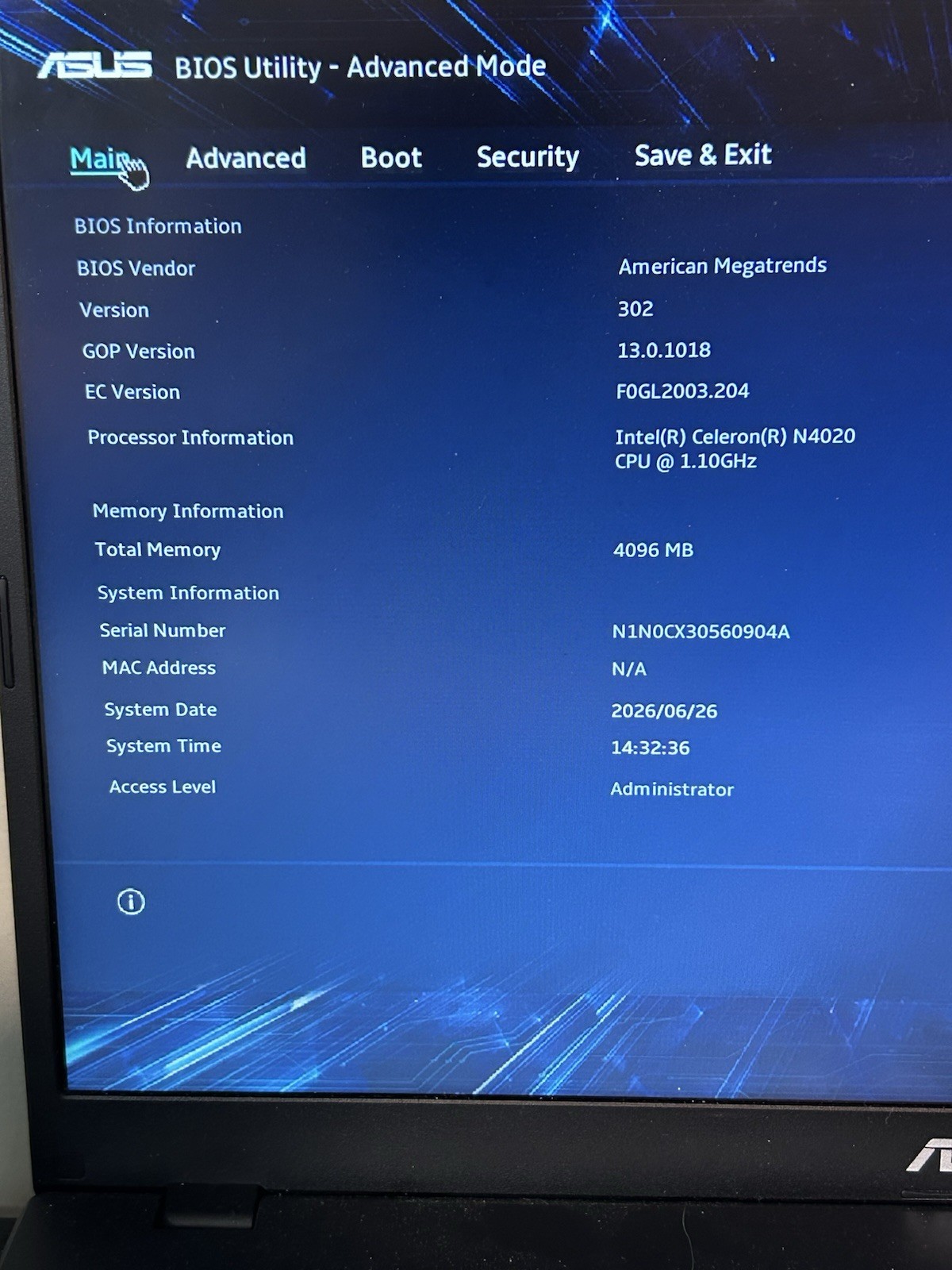 ASUS L510M Reset And Now Won’t Restart, See Pics.
