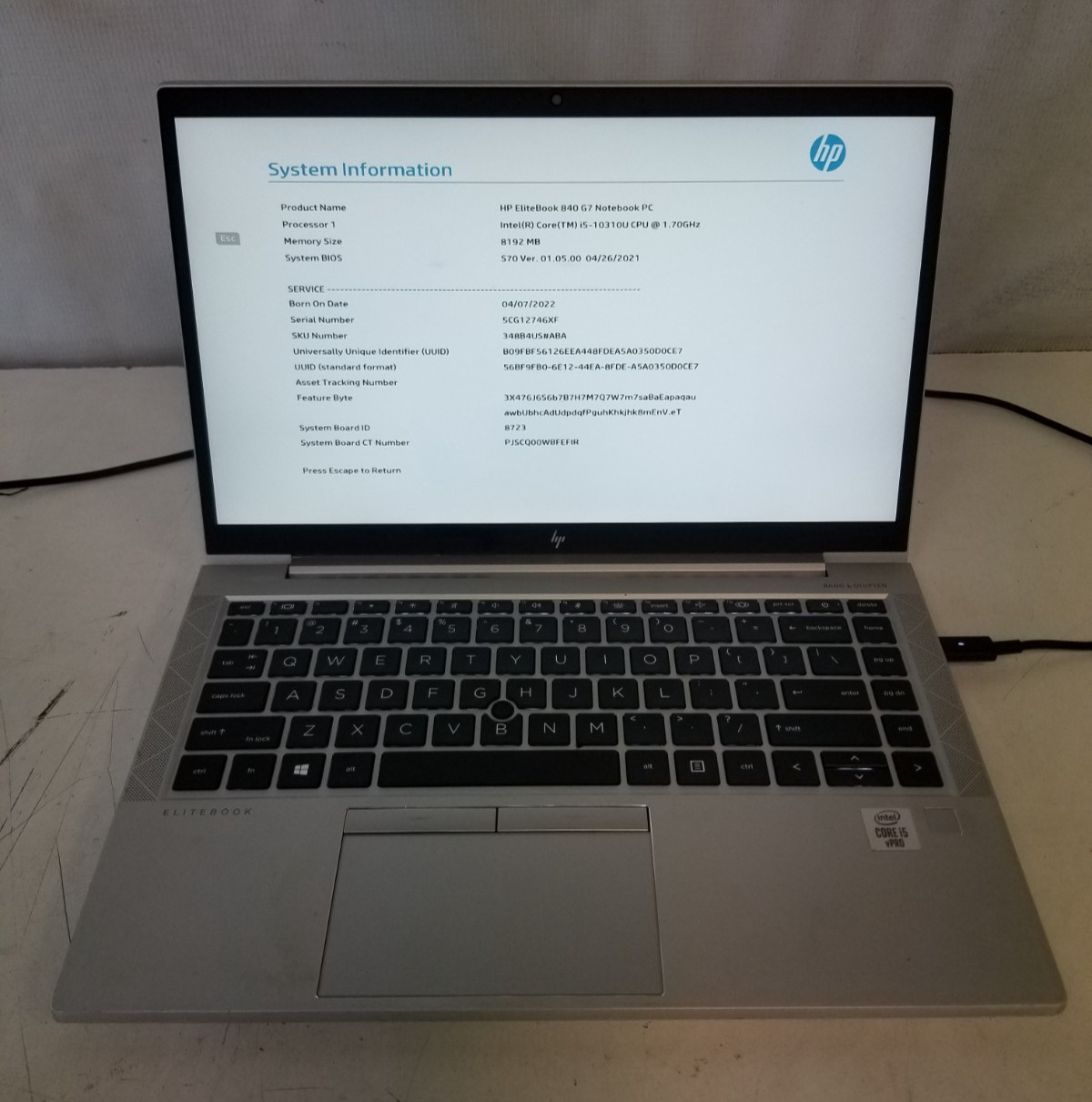 Lot of 2 HP EliteBook 840 G7 Intel Core i5-10310U 1.70GHz 8GB RAM NO SSD