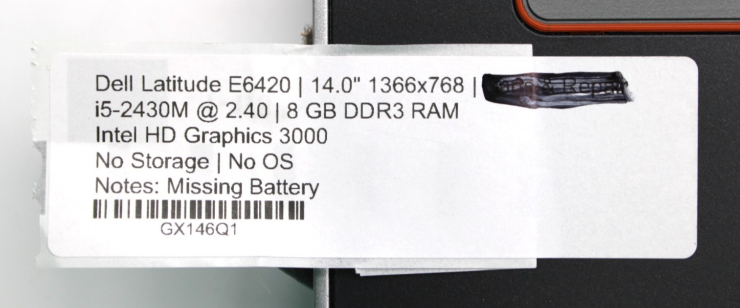 Dell Latitude E6420 i5-2430M@2.40GHz 8GB DDR3 NO STORAGE/OS/BATTERY*USED/TESTED*