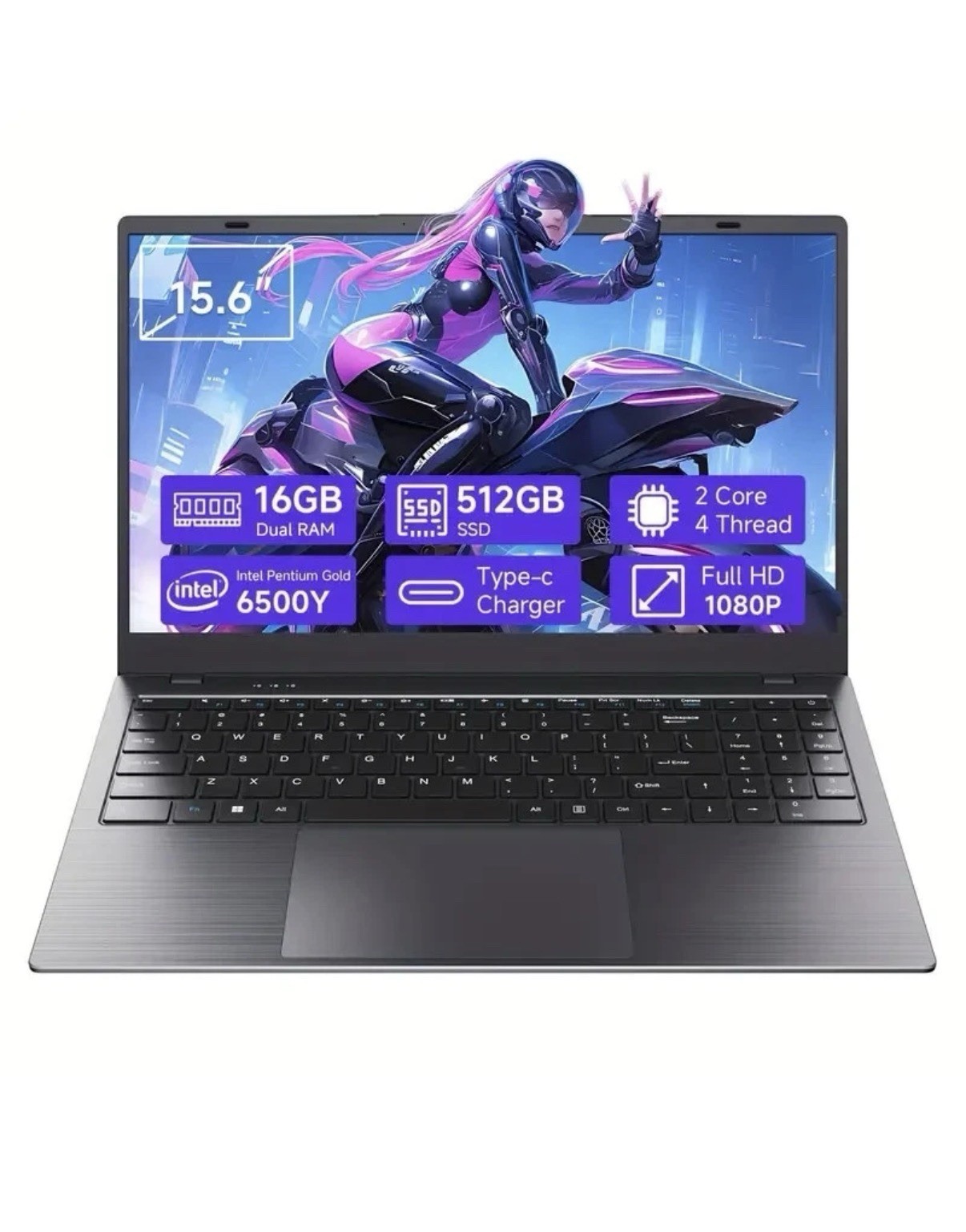 RNRUO 15.6-inch Ultra-thin Lightweight Office And Study Laptop