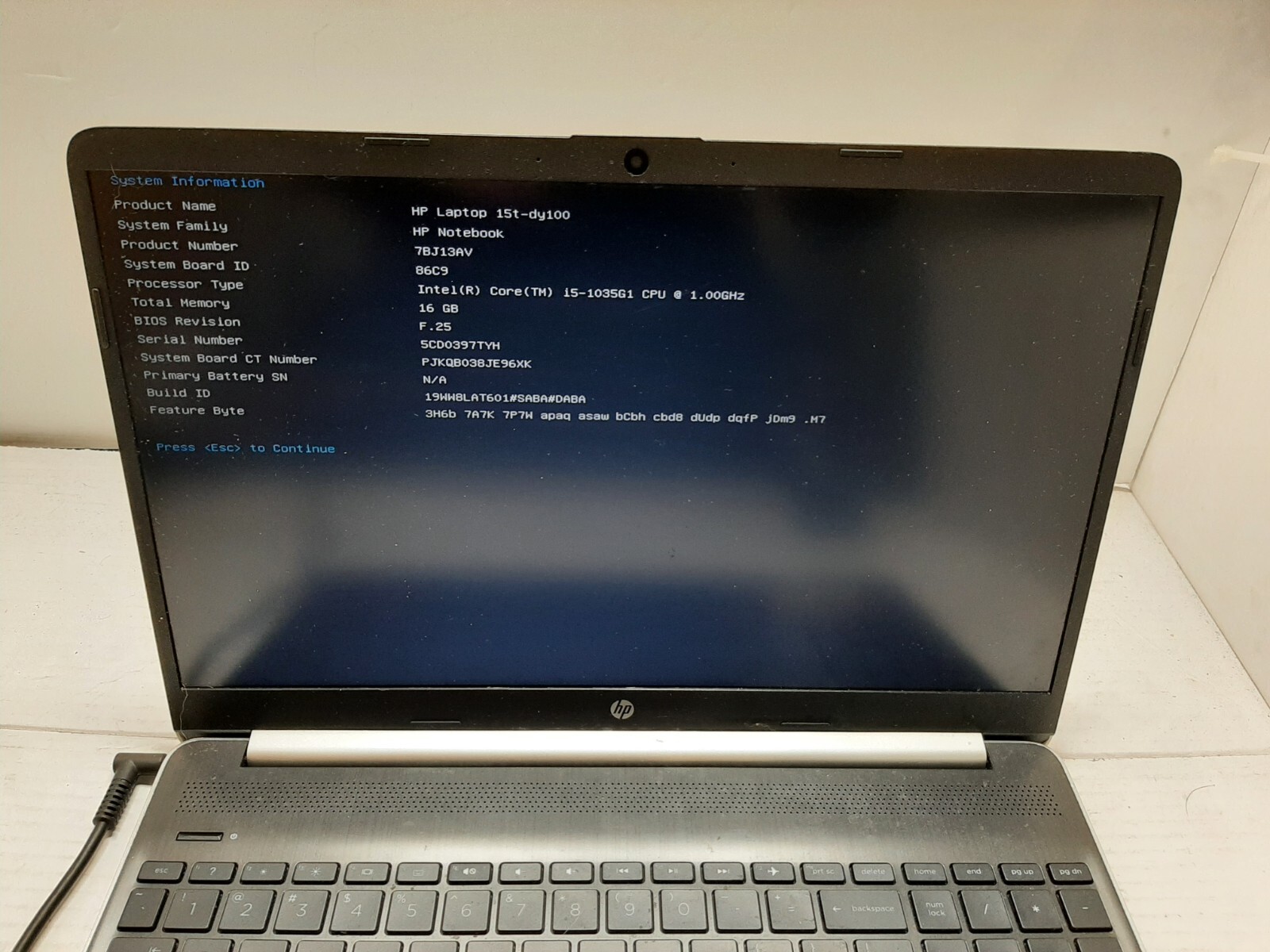 HP Laptop 15T-DY100 15.6″ i5-1035G7 16GB RAM NO OS/SSD/BATTERY #97