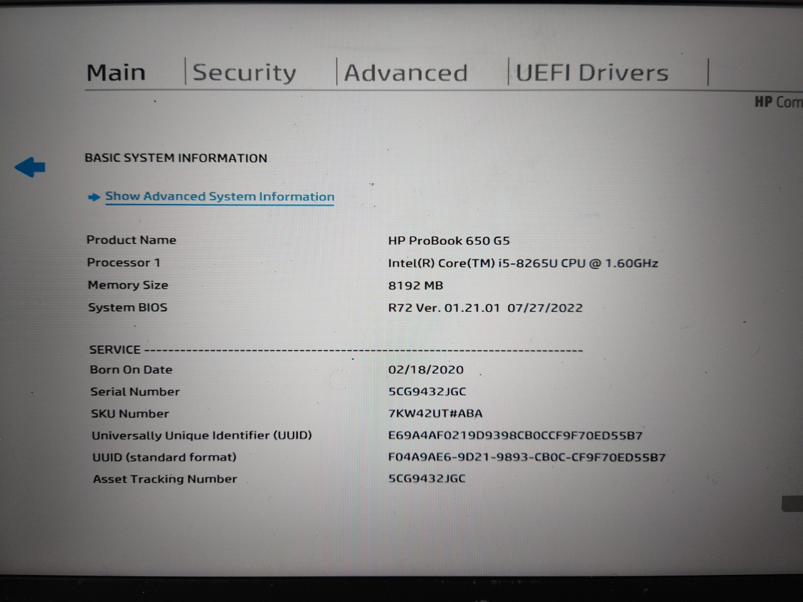 HP ProBook 650 G5 15.6″ FHD i5-8265U 8GB RAM NO OS/SSD