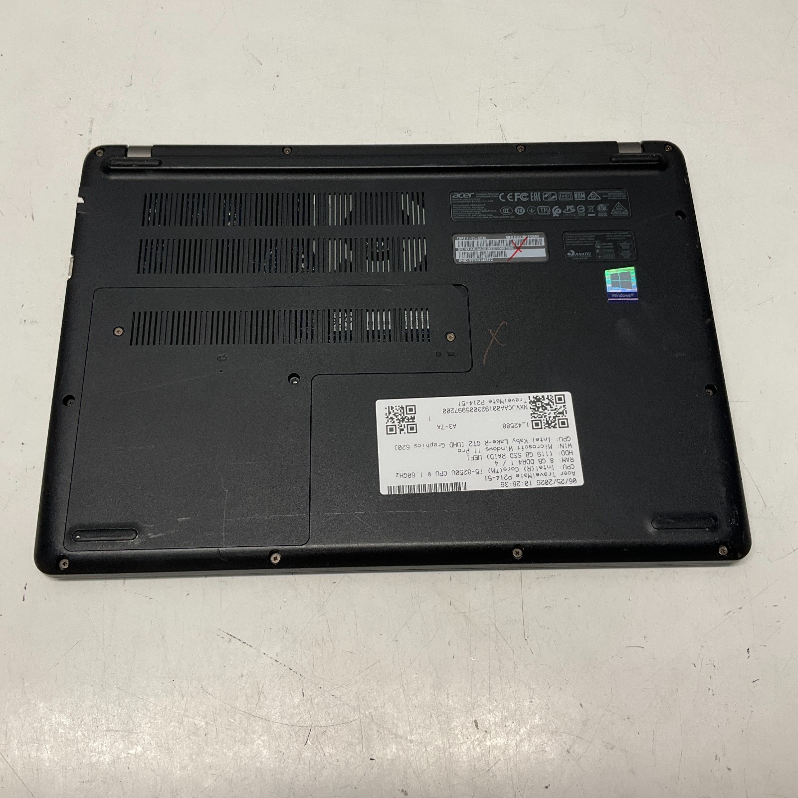 Acer TravelMate P214-51 14″ Intel Core i5-8250U @ 1.60 GHz 8GB 128GB SSD Win 11