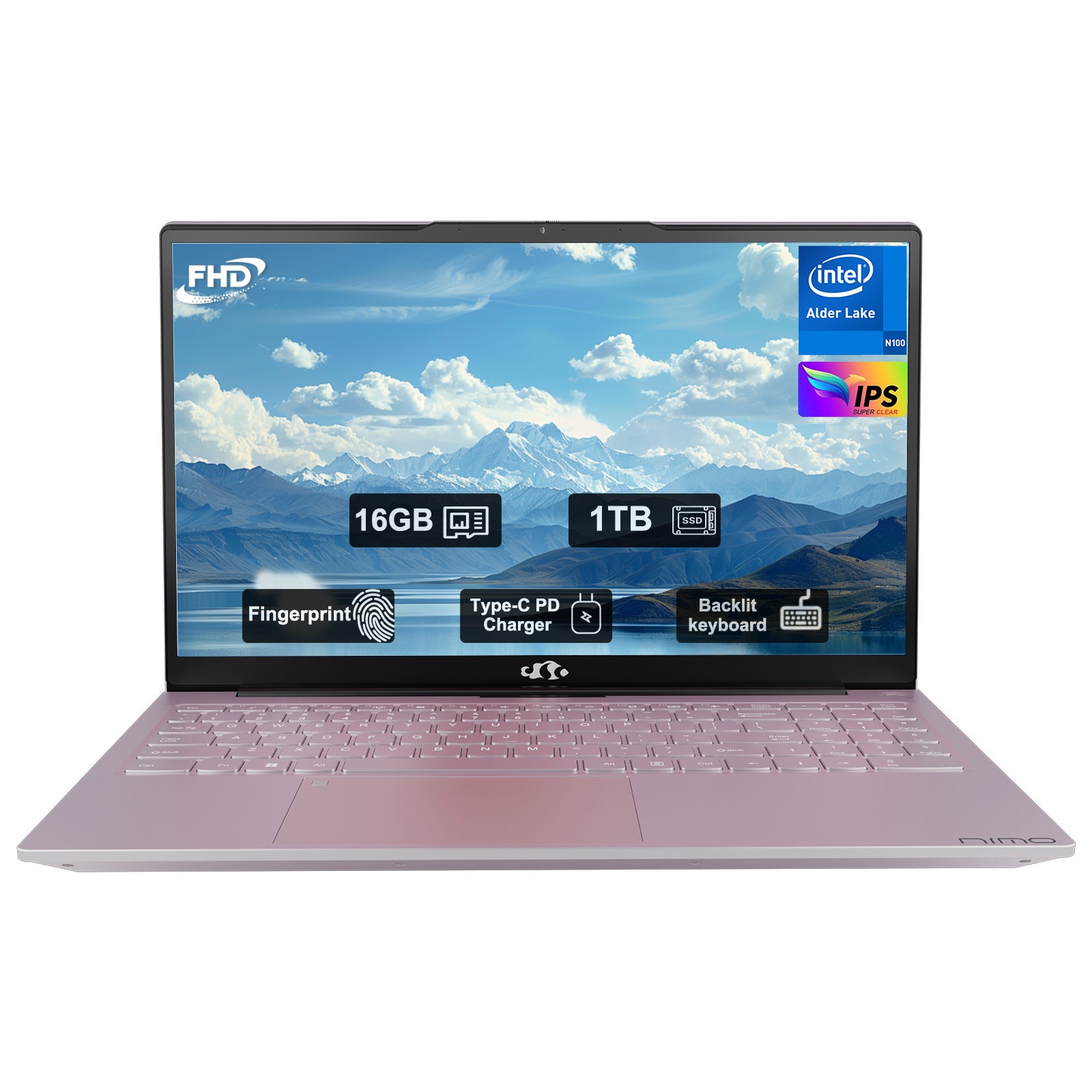 NIMO 15.6-FHD-Laptop Student, 16GB RAM 1TB SSD, N100 Processor Backlit KB Win11