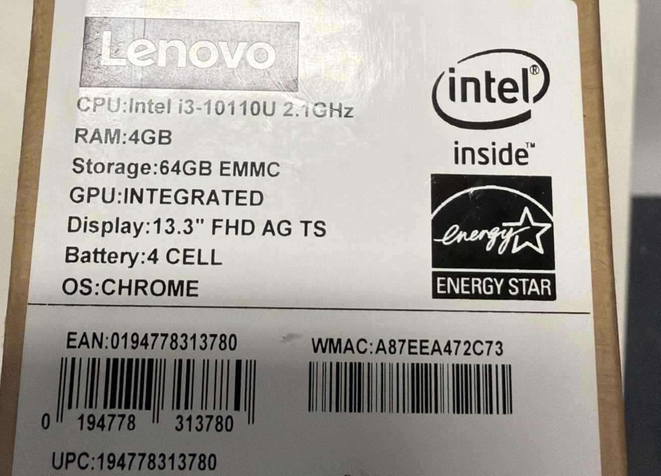 Lenovo ChromeBook Flex 5 13.3 inch (64GB, Intel Core i3 10th Gen., 2.10GHz, 4GB)