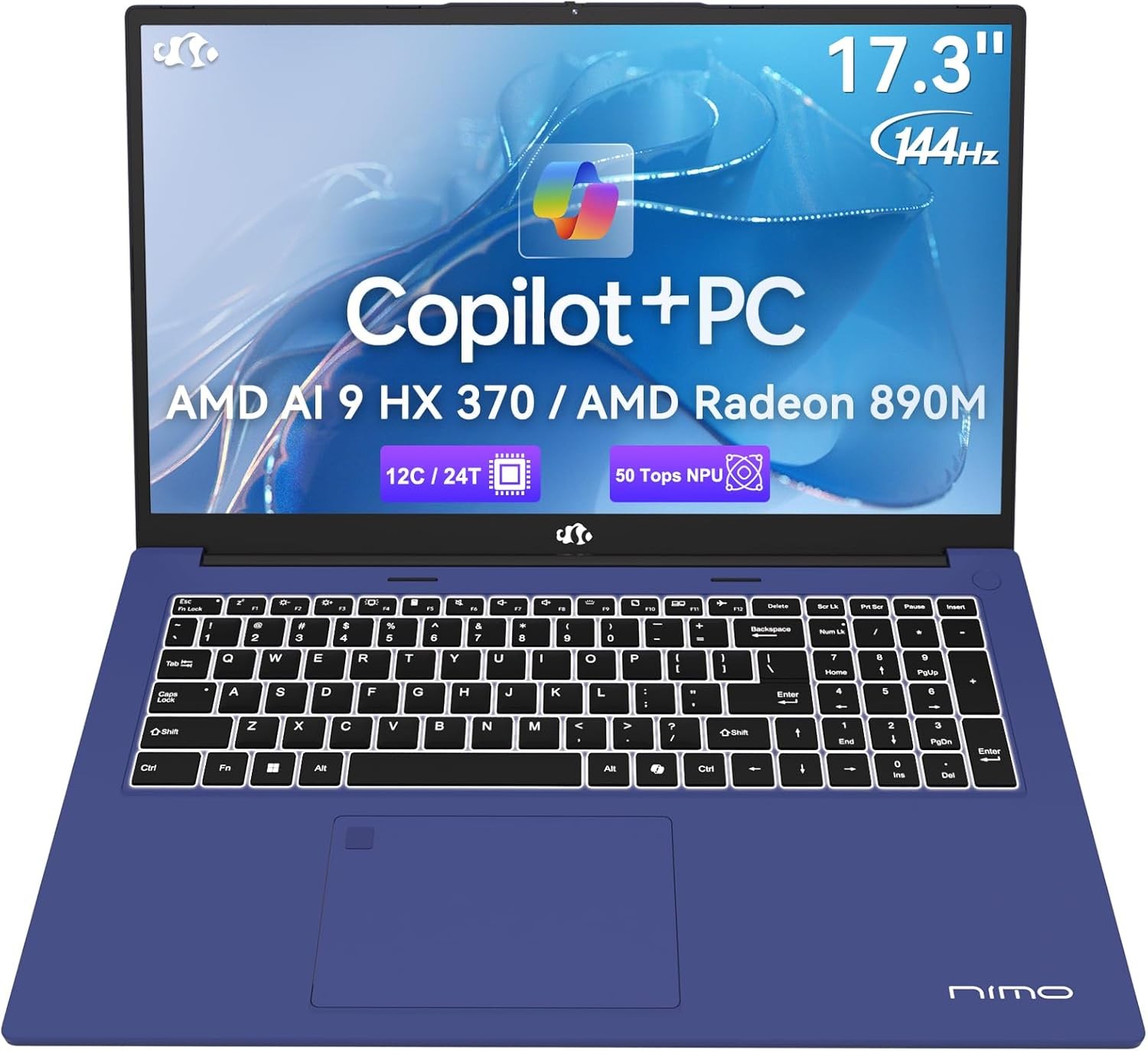 NIMO 17.3″ AI Laptop, AMD Ryzen AI 9 HX 370(50 Tops NPU), Radeon 890M, 32GB RAM