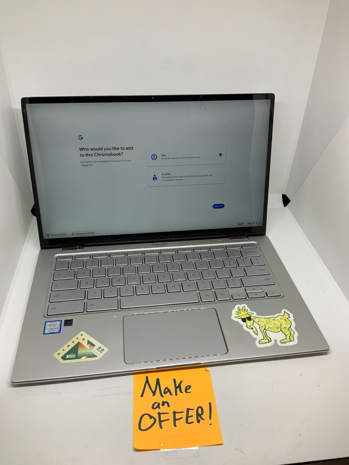 READ – ASUS Chromebook Flip C434T 14″ Intel M3-8100Y 1.30GHz 8GB RAM 4GB eMMC